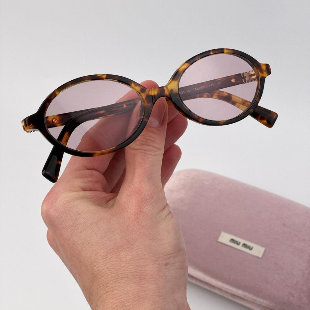 Miu Miu REGARD Women’s Oval Sunglasses – Havana Pink Model MU04ZS 14L4I0
